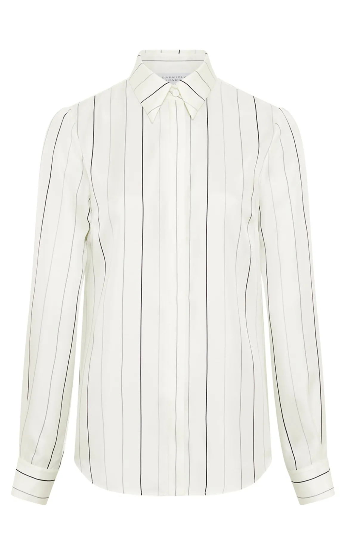 Henri Blouse in Ivory Multi Pinstripe Silk Twill