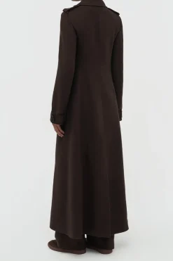Houstt Trench Coat in Chocolate Winter Silk