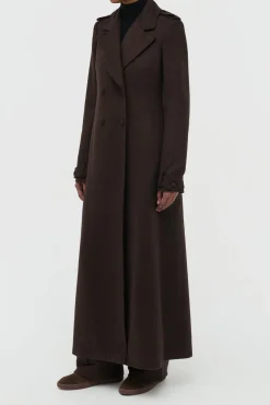 Houstt Trench Coat in Chocolate Winter Silk