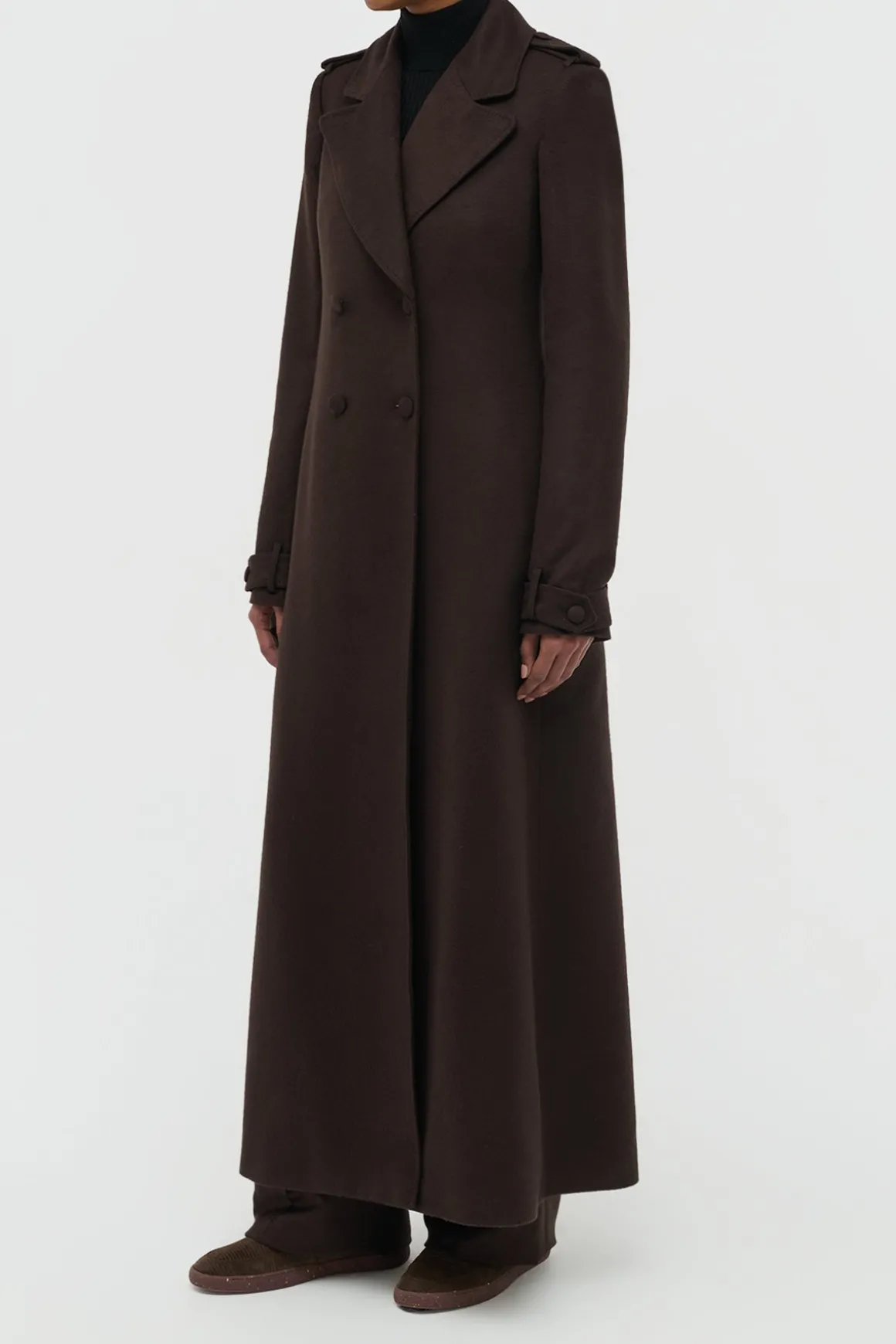 Houstt Trench Coat in Chocolate Winter Silk