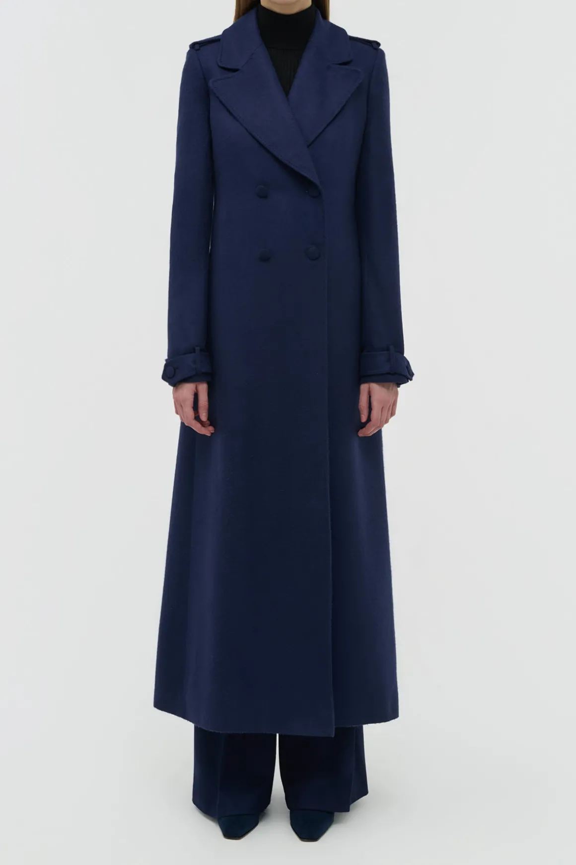 Houstt Trench Coat in Navy Winter Silk