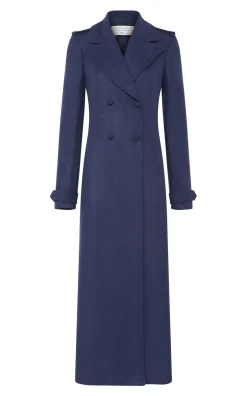 Houstt Trench Coat in Navy Winter Silk
