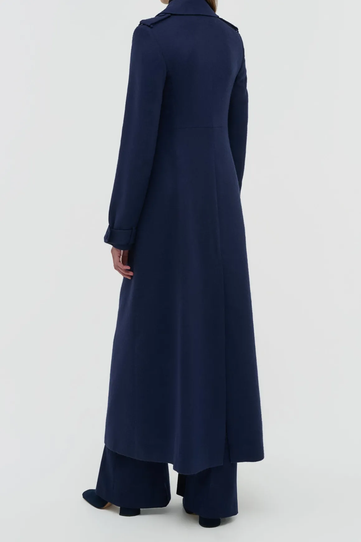 Houstt Trench Coat in Navy Winter Silk