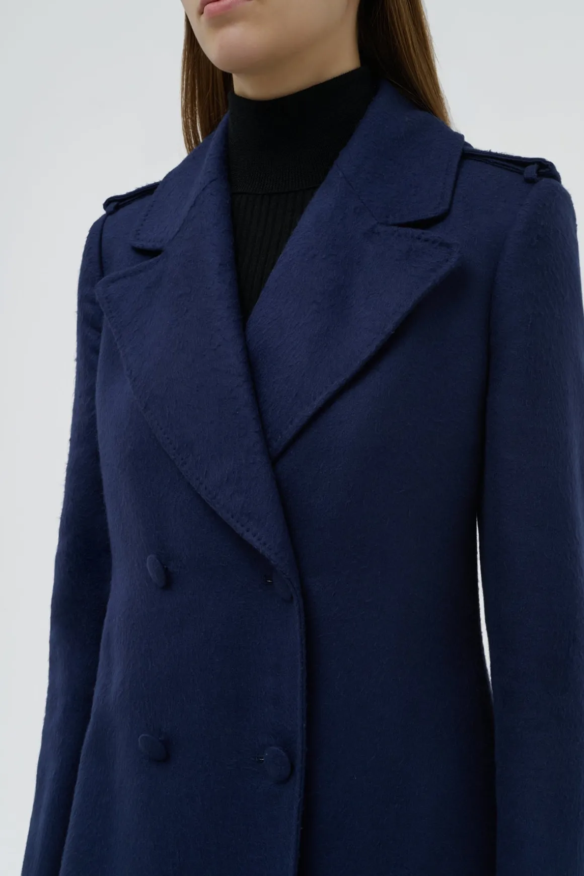 Houstt Trench Coat in Navy Winter Silk