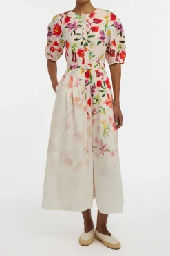 Ignis Maxi Shirtdress in Uruguayan Flowers Printed Linen