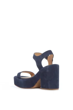 Iman Platform Sandal in Navy Suede Corduroy