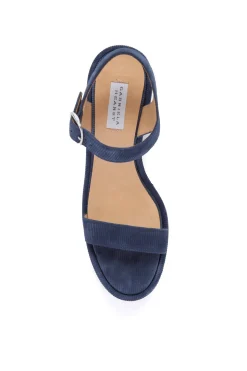 Iman Platform Sandal in Navy Suede Corduroy