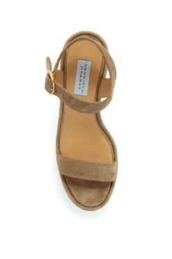 Iman Platform Sandal in Sand Suede