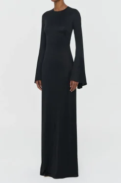 Imara Maxi Dress in Black Silk Jersey