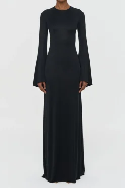 Imara Maxi Dress in Black Silk Jersey