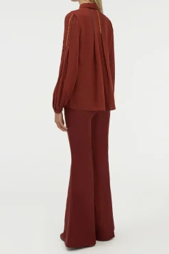 Inga Blouse in Burnt Sienna Multi Aloe Linen