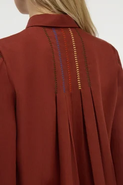 Inga Blouse in Burnt Sienna Multi Aloe Linen