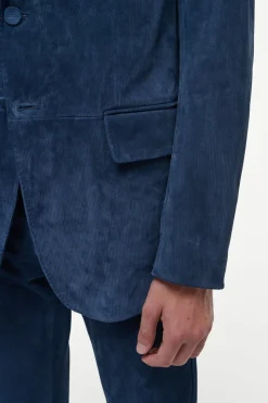 Irving Jacket in Electric Navy Suede Corduroy