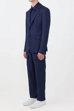 Irving Jacket in Navy Wool Cashmere Flannel