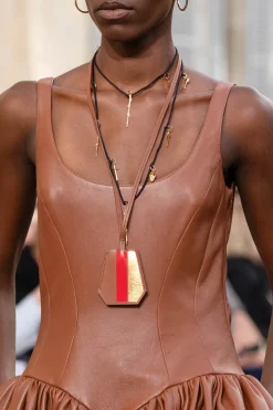 Isai Maxi Dress In Cognac Nappa Leather