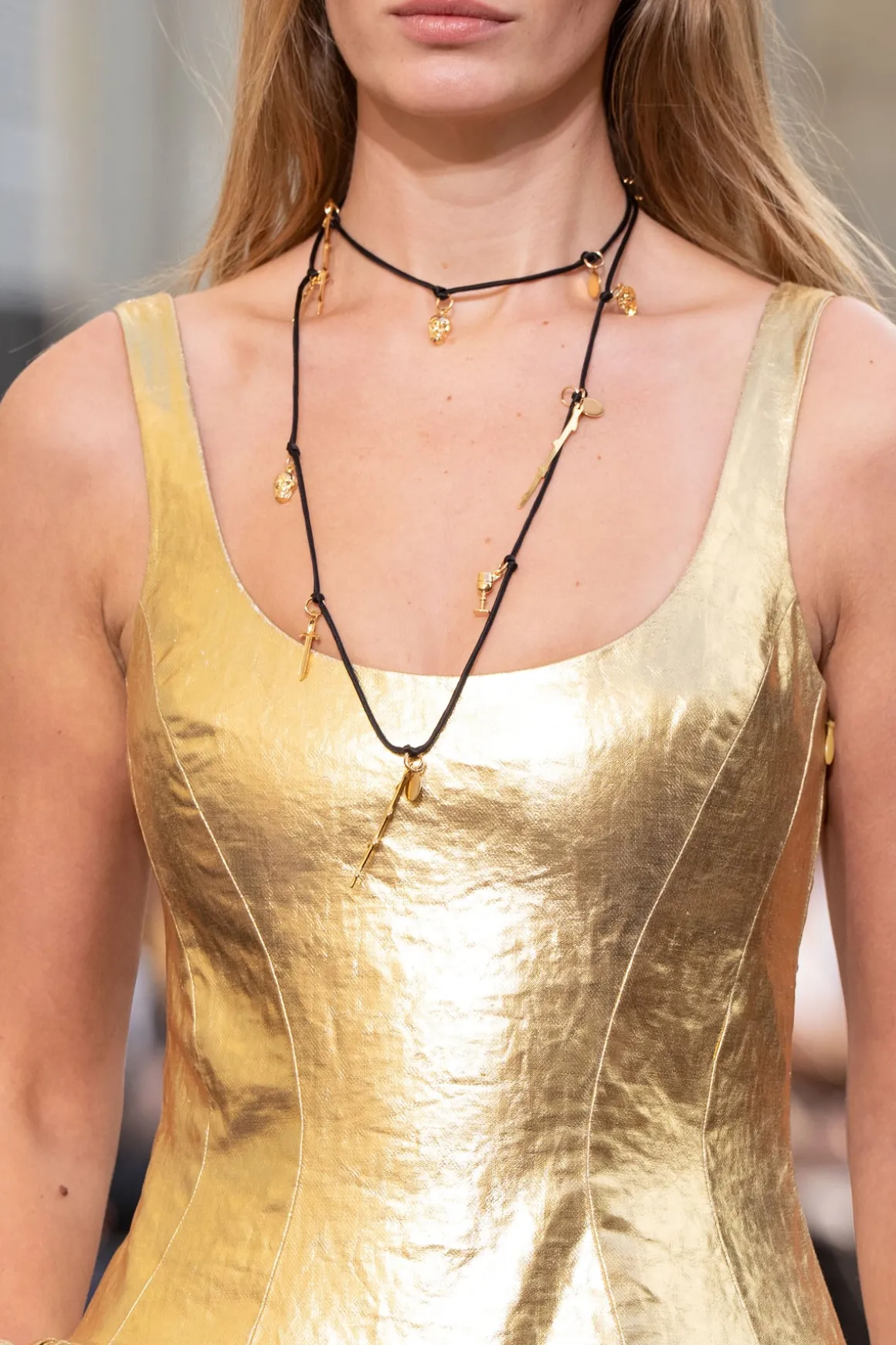 Isai Maxi Dress in Metallic Gold Linen Twill