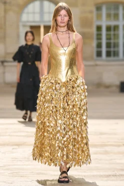 Isai Maxi Dress in Metallic Gold Linen Twill