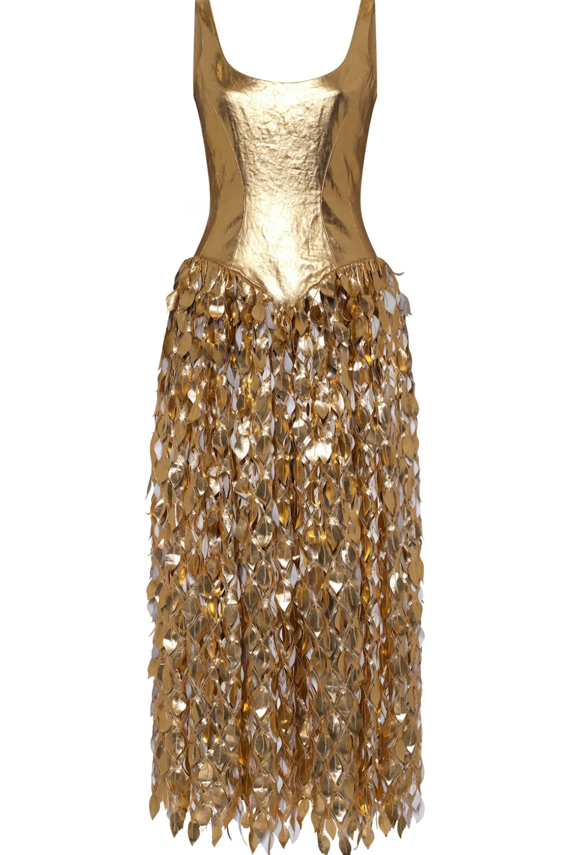 Isai Maxi Dress in Metallic Gold Linen Twill
