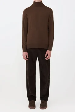 Jermaine Knit Turtleneck in Chocolate Merino Wool