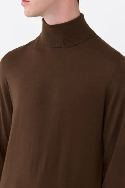 Jermaine Knit Turtleneck in Chocolate Merino Wool