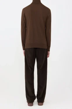 Jermaine Knit Turtleneck in Chocolate Merino Wool
