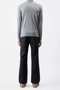 Jermaine Knit Turtleneck in Heather Grey Merino Wool