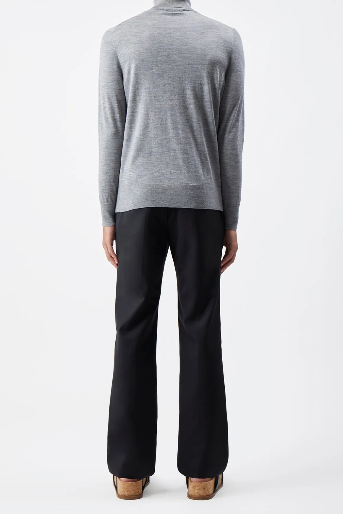 Jermaine Knit Turtleneck in Heather Grey Merino Wool