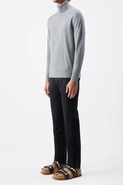 Jermaine Knit Turtleneck in Heather Grey Merino Wool