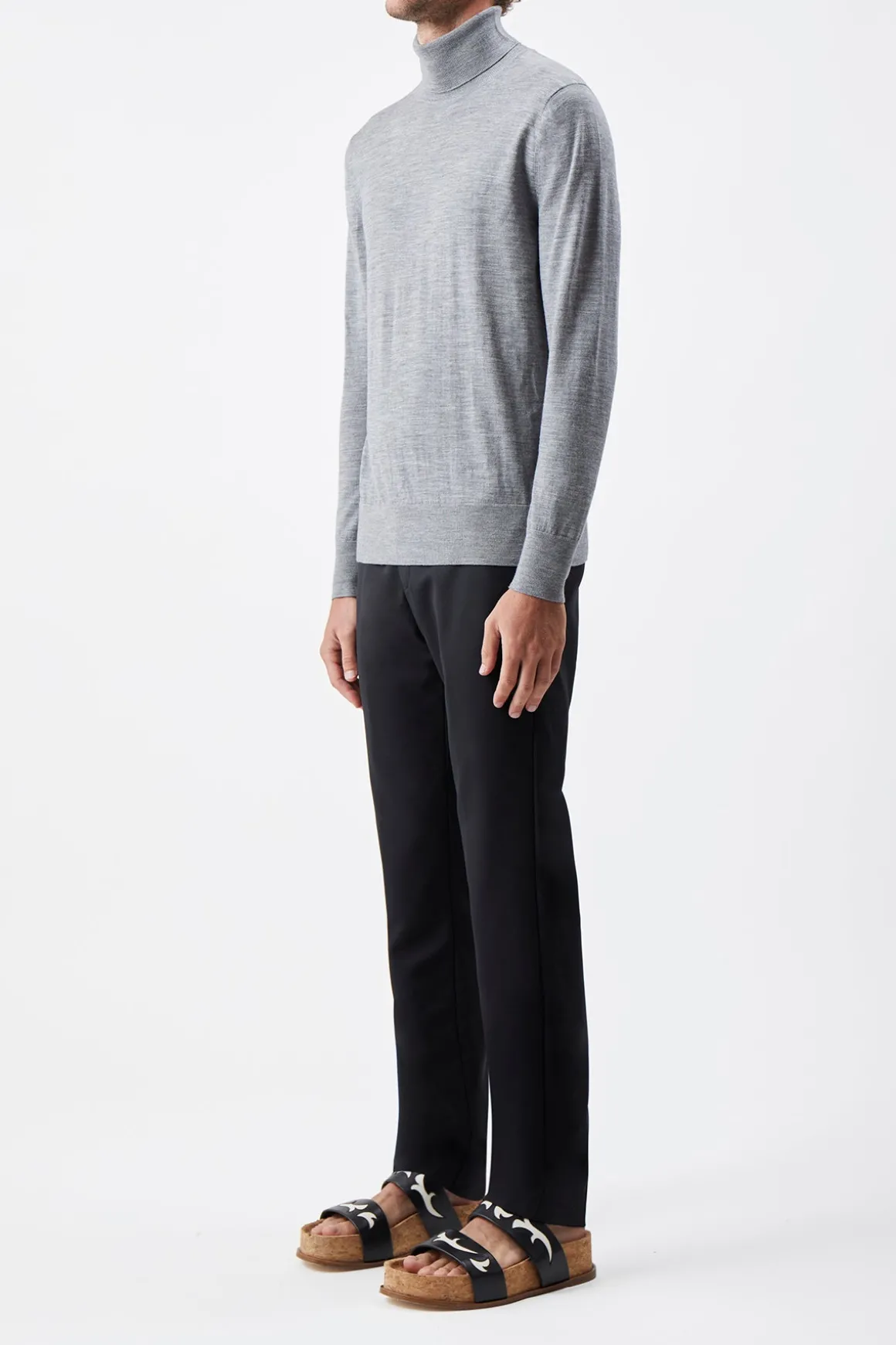 Jermaine Knit Turtleneck in Heather Grey Merino Wool