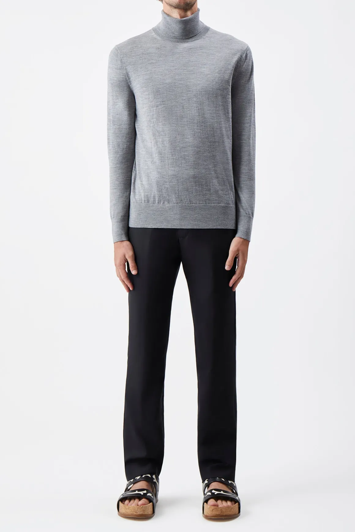 Jermaine Knit Turtleneck in Heather Grey Merino Wool