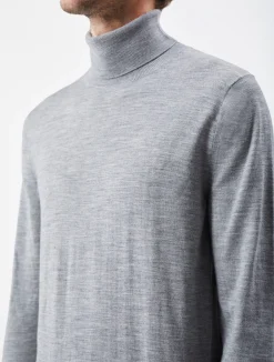 Jermaine Knit Turtleneck in Heather Grey Merino Wool