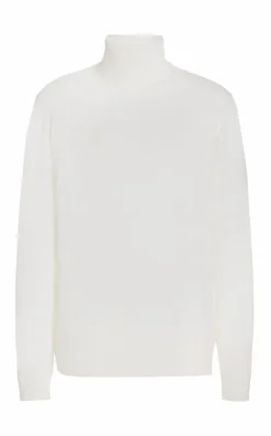 Jermaine Knit Turtleneck in Ivory Merino Wool
