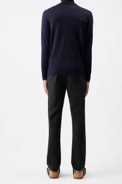 Jermaine Knit Turtleneck in Navy Merino Wool