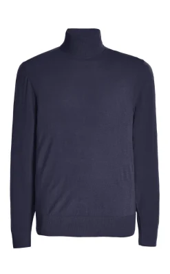 Jermaine Knit Turtleneck in Navy Merino Wool