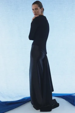 Jessamy Maxi Dress in Black Silk Satin