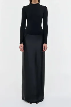 Jessamy Maxi Dress in Black Silk Satin