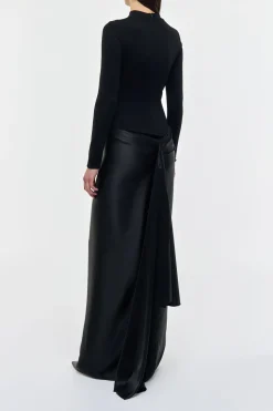 Jessamy Maxi Dress in Black Silk Satin