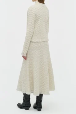 Johannes Fringe Knit Cardigan in Ivory Cashmere