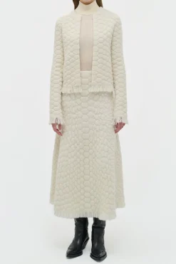Johannes Fringe Knit Cardigan in Ivory Cashmere