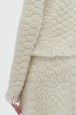 Johannes Fringe Knit Cardigan in Ivory Cashmere