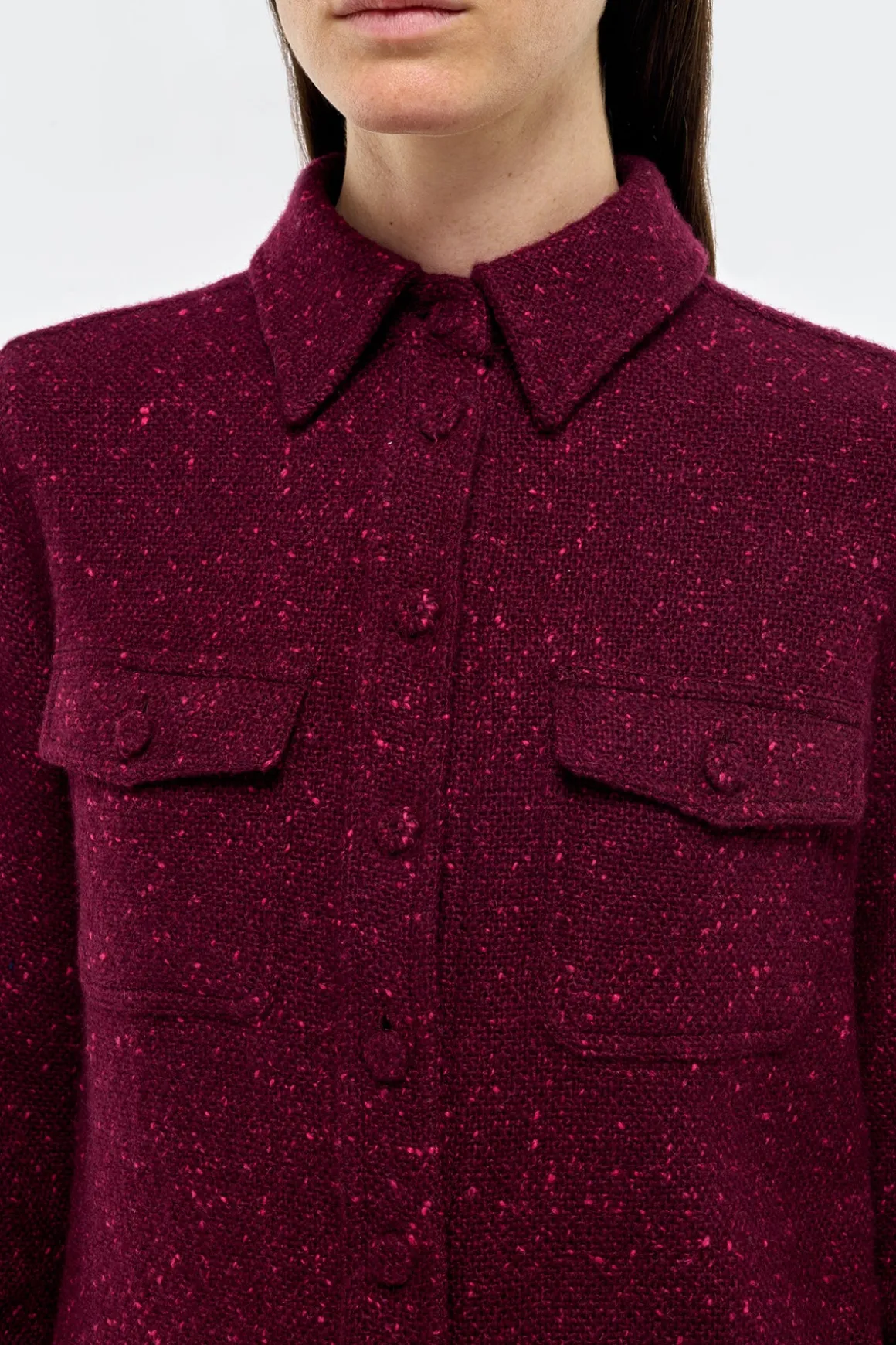 John Austin Shirt in Bordeaux Speckled Cashmere