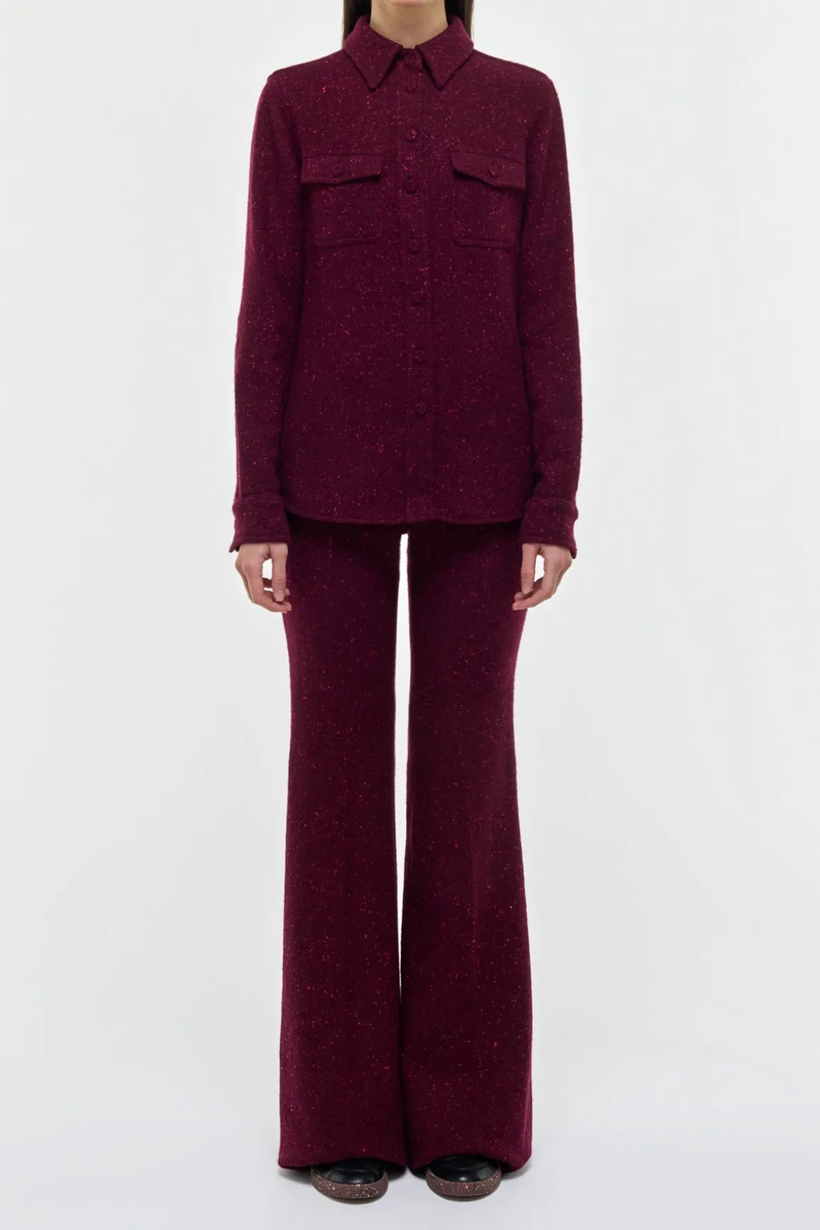 John Austin Shirt in Bordeaux Speckled Cashmere