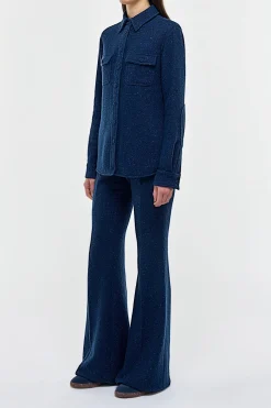 John Austin Shirt in Electric Navy Speckled Cashmere