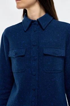 John Austin Shirt in Electric Navy Speckled Cashmere