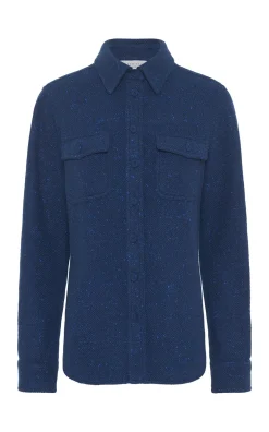 John Austin Shirt in Electric Navy Speckled Cashmere