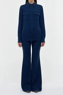 John Austin Shirt in Electric Navy Speckled Cashmere