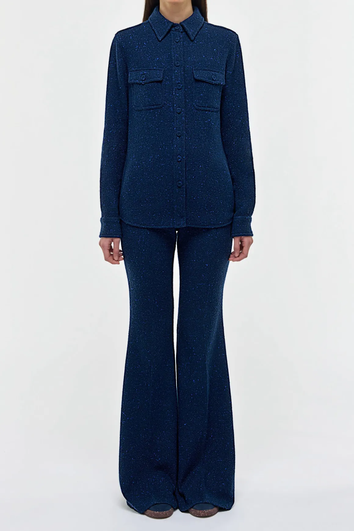 John Austin Shirt in Electric Navy Speckled Cashmere