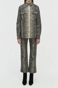 John Austin Shirt in Greyscale Recycled Printed Cotton Denim