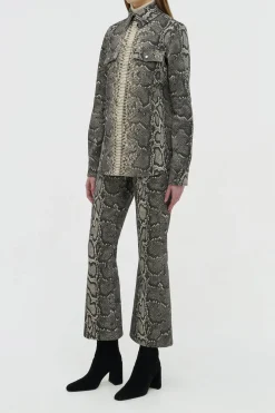John Austin Shirt in Greyscale Recycled Printed Cotton Denim