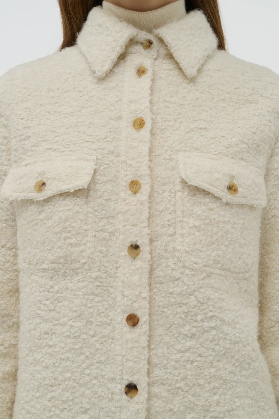 John Austin Shirt in Ivory Recycled Cashmere Boucle